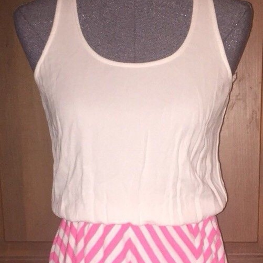 Ella Moss Maxi Dress Pink White M